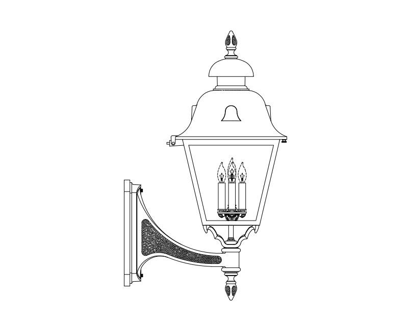 Grande Jefferson, aluminum, Wall Mount, Clear glass, (4) 25W B10, 120V